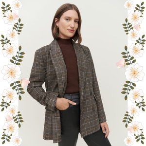 Reformation Winston Blazer - Charcoal Plaid - Size S